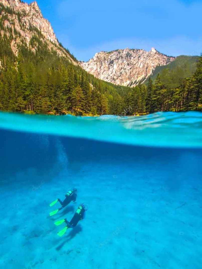 Buceando en altura en un lago de montaña